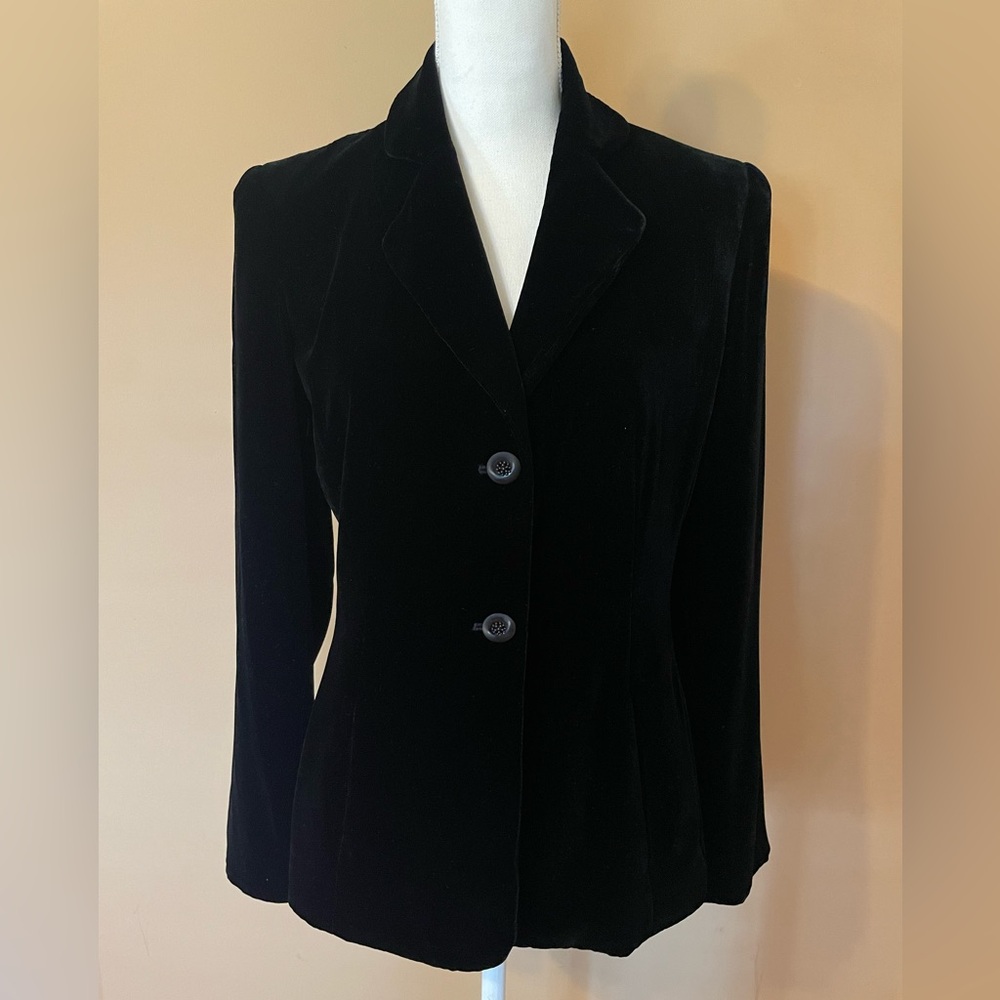 Black Velvet Women's Blazer Jacket size 8 Rena Rowen Evening Wear